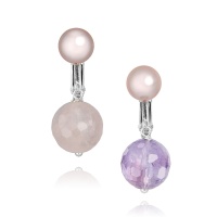 Клипсы серебро, жемчуг, кварц, NP4367  фото, kupilegko.ru