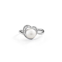 Золотое кольцо, белое золото, жемчуг, бриллиант, NP1413  фото, kupilegko.ru