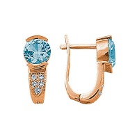 Золотые серьги, сережки золото, бриллиант, топаз, 90512RS  фото, kupilegko.ru