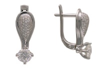 Золотые серьги, сережки золото, бриллиант, 01C673938  фото, kupilegko.ru