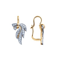 Золотые серьги, сережки золото, бриллиант, 18586RS  фото, kupilegko.ru