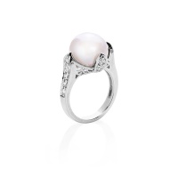 Серебряное кольцо, серебро, жемчуг, циркон, NP918  фото, kupilegko.ru