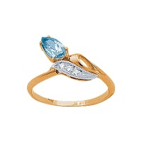 Золотое кольцо, золото, бриллиант, топаз, 90748RS  фото, kupilegko.ru