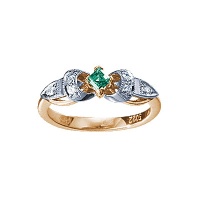Золотое кольцо, золото, изумруд, бриллиант, 90395RS  фото, kupilegko.ru