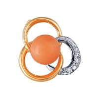 Золотая подвеска, золото, коралл, бриллиант, 90093RS  фото, kupilegko.ru