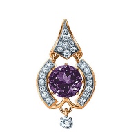 Золотая подвеска, золото, бриллиант, аметист, 90386RS  фото, kupilegko.ru