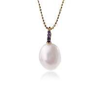 Золотая подвеска, золото, жемчуг, сапфир, NP2014  фото, kupilegko.ru