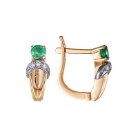 Золотые серьги, сережки золото, изумруд, бриллиант, 95213RS  фото, kupilegko.ru