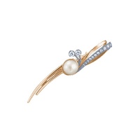 Золотая брошь, брошка золото, жемчуг, бриллиант, 17932RS  фото, kupilegko.ru