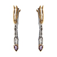 Серьги серебро, сережки серебро, аметист, 2111a  фото, kupilegko.ru