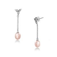 Серьги серебро, сережки серебро, жемчуг, циркон, NP2177  фото, kupilegko.ru