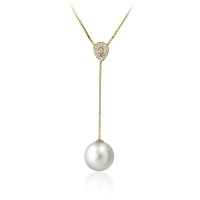 Серебряное колье, серебро с позолотой, жемчуг, циркон, NP1803  фото, kupilegko.ru