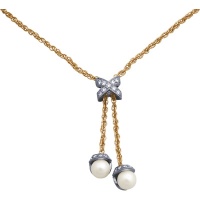 Золотое колье, золото, жемчуг, бриллиант, 90495RS  фото, kupilegko.ru