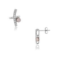 Серьги серебро, сережки серебро, жемчуг, циркон, NP1203  фото, kupilegko.ru