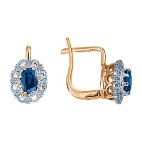 Золотые серьги, сережки золото, бриллиант, сапфир, 17697RS  фото, kupilegko.ru