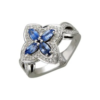 Золотое кольцо, золото, бриллиант, сапфир, 01K629948-1  фото, kupilegko.ru