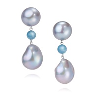 Серьги серебро, сережки серебро, жемчуг, аквамарин, NP4958  фото, kupilegko.ru