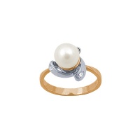 Золотое кольцо, золото, жемчуг, бриллиант, 90603RS  фото, kupilegko.ru