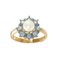 Золотое кольцо, золото, жемчуг, бриллиант, 15608RS  фото, kupilegko.ru