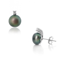 Серьги серебро, сережки серебро, жемчуг, фианит, NP1196  фото, kupilegko.ru