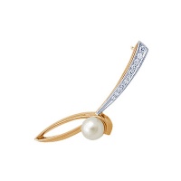 Золотая брошь, брошка золото, жемчуг, бриллиант, 90739RS  фото, kupilegko.ru