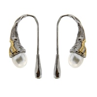 Серьги серебро, сережки серебро, жемчуг, 2095j  фото, kupilegko.ru