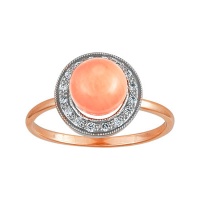 Золотое кольцо, золото, коралл, бриллиант, 90095RS  фото, kupilegko.ru