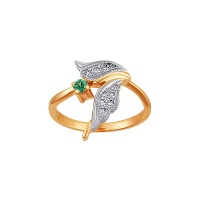 Золотое кольцо, золото, изумруд, бриллиант, 95239RS  фото, kupilegko.ru