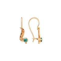 Золотые серьги, сережки золото, фианит, 19537RS  фото, kupilegko.ru