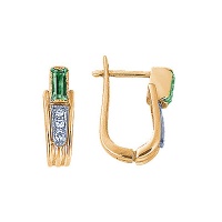 Золотые серьги, сережки золото, изумруд, бриллиант, 95136RS  фото, kupilegko.ru