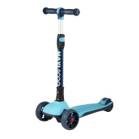 Самокат Самокат 3-х колесный Складной "Junior Plus" (2021), со Светящимися Колесами, Голубой, Maxiscoo, MSC- MAXISCOO  фото, kupilegko.ru