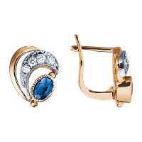 Золотые серьги, сережки золото, бриллиант, сапфир, 17208RS  фото, kupilegko.ru