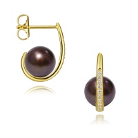 Серьги серебро, сережки серебро, жемчуг, циркон, NP4439  фото, kupilegko.ru