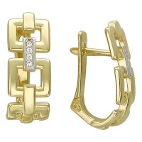 Золотые серьги, сережки золото, фианит, 01C136529  фото, kupilegko.ru