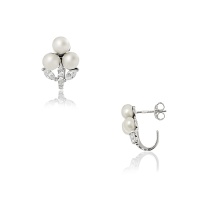 Серьги серебро, сережки серебро, жемчуг, фианит, NP1237  фото, kupilegko.ru