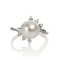 Серебряное кольцо, серебро, жемчуг, фианит, NP447  фото, kupilegko.ru