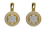 Золотые серьги, сережки золото, бриллиант, 01C643019Z  фото, kupilegko.ru