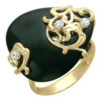 Золотое кольцо, золото, агат, фианит, 01K436181-1  фото, kupilegko.ru