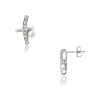 Серьги серебро, сережки серебро, жемчуг, фианит, NP1202  фото, kupilegko.ru