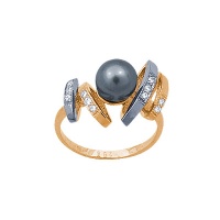 Золотое кольцо, золото, жемчуг, бриллиант, 90596RS  фото, kupilegko.ru