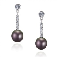 Серьги серебро, сережки серебро, жемчуг, циркон, NP5912  фото, kupilegko.ru