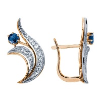 Золотые серьги, сережки золото, бриллиант, сапфир, 90114RS  фото, kupilegko.ru