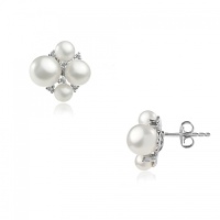 Золотые серьги, сережки золото, жемчуг, бриллиант, NP1498  фото, kupilegko.ru