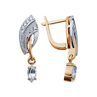 Золотые серьги, сережки золото, бриллиант, топаз, 90875RS  фото, kupilegko.ru