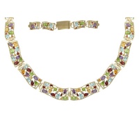 Золотое колье, золото, топаз, цитрин, гранат, аметист, 01L330546  фото, kupilegko.ru