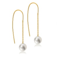 Золотые серьги, сережки золото, жемчуг, NP4602  фото, kupilegko.ru