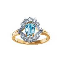 Золотое кольцо, золото, бриллиант, топаз, 90454RS  фото, kupilegko.ru