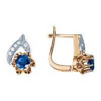 Золотые серьги, сережки золото, бриллиант, сапфир, 17294RS  фото, kupilegko.ru