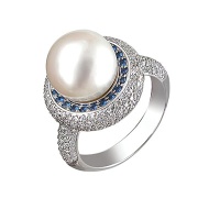 Золотое кольцо, золото, бриллиант, жемчуг, сапфир, 01K6210179-1  фото, kupilegko.ru