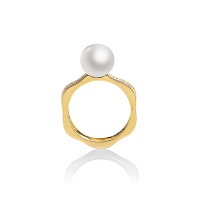 Серебряное кольцо, серебро с позолотой, жемчуг, NP2322  фото, kupilegko.ru